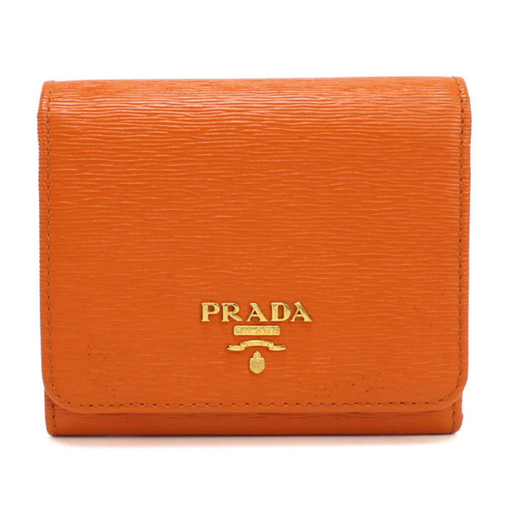 PRADA Prada Tri-fold Wallet 1MH176 Vitello Move Women's Orange